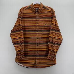 Woolrich Flannel Orange Sunset Bark Blanket Stripe Button Up LS Shirt Style 6579
